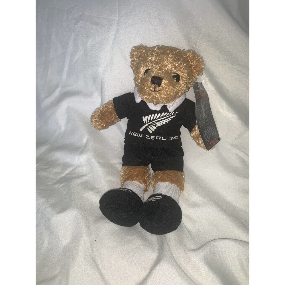 NWT New Zealand Rugby Bear Stuffed Animal Plush with Haka Sound 9”